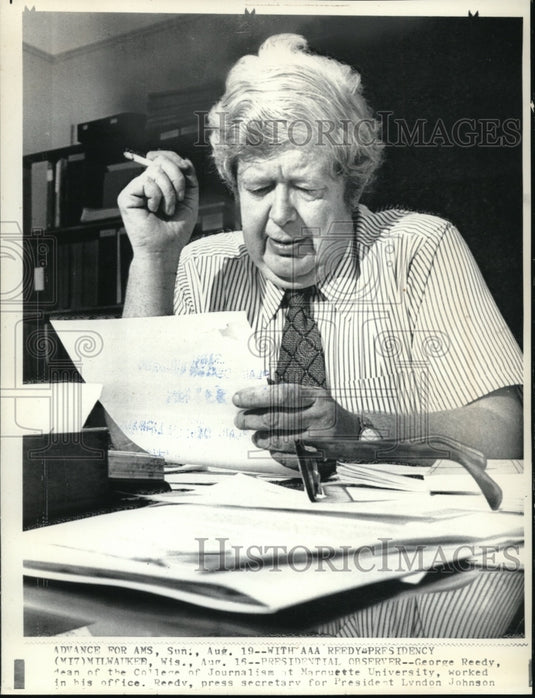 1973 Wire Photo G. Reedy Dean of College of Journalism at Marquette University - Historic Images