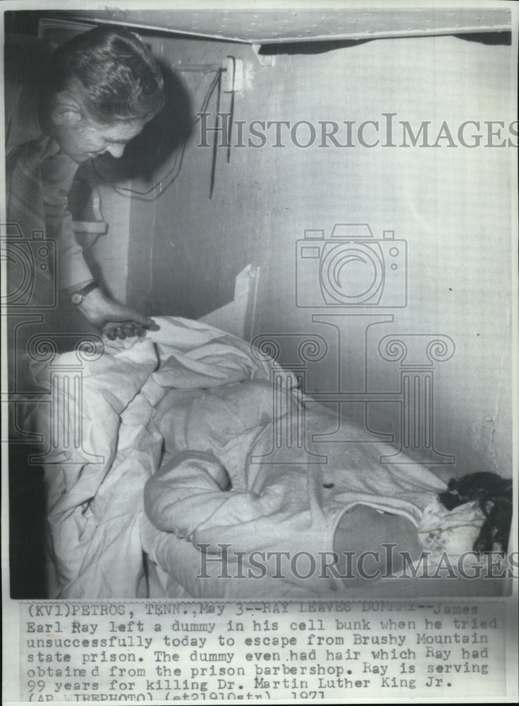 1971 Press Photo James E. Ray Left a Dummy in HIs Cell Bunk when Tried to Escape - Historic Images