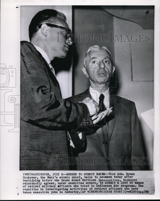 1959 Vice Adm. Hyman Rickover after testifying before the House - Historic Images