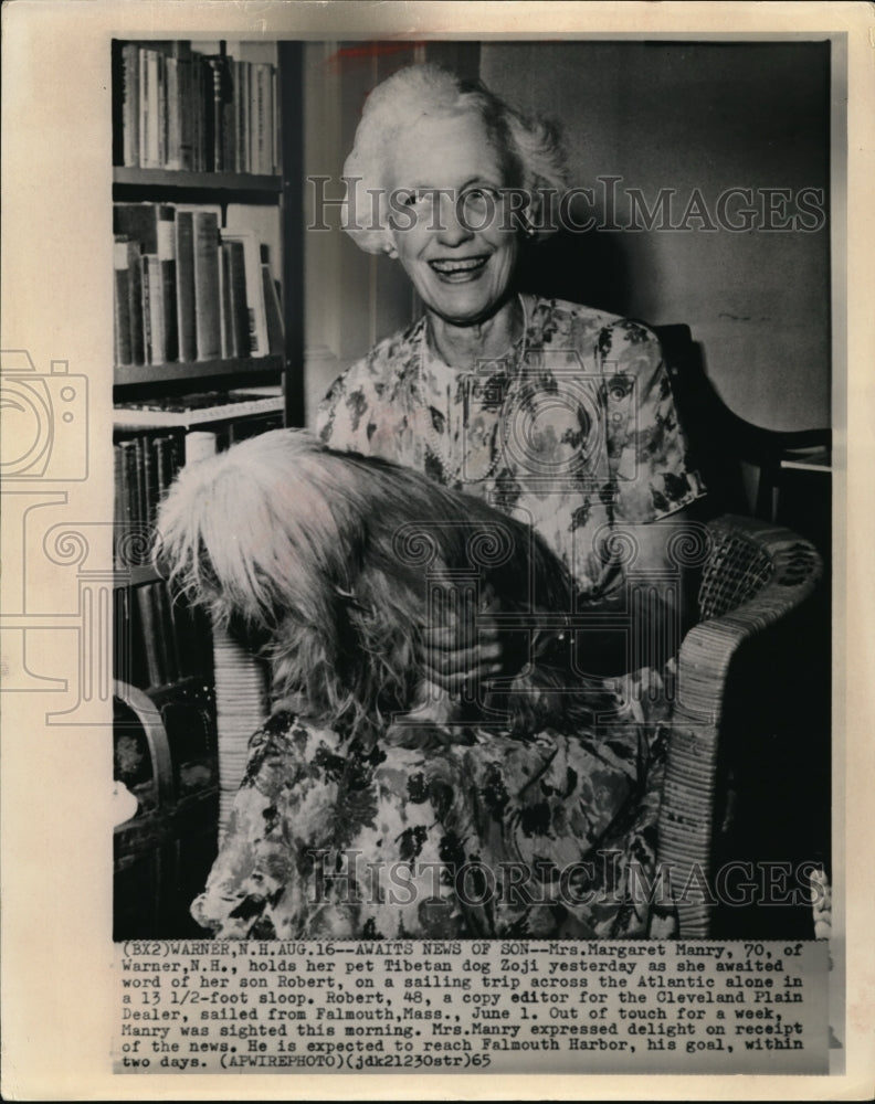 1965 Wire Photo Margaret Manry holding her Tibetan dog Zoji - cvw05529 - Historic Images