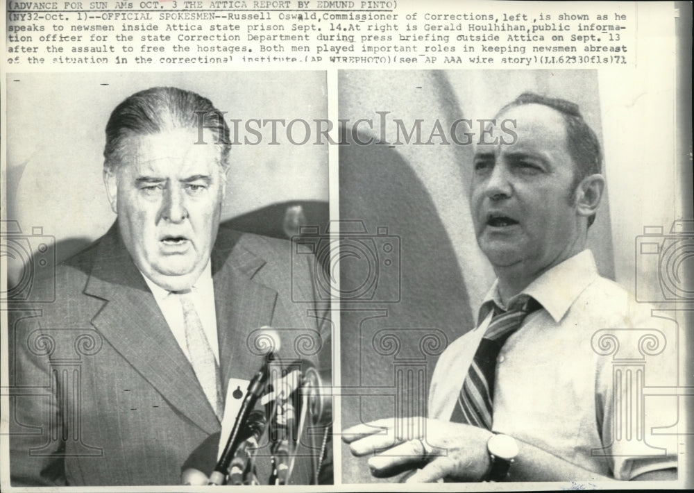 1971 Press Photo Russell Oswald, Commissioner of Correction at the Attica Prison - Historic Images