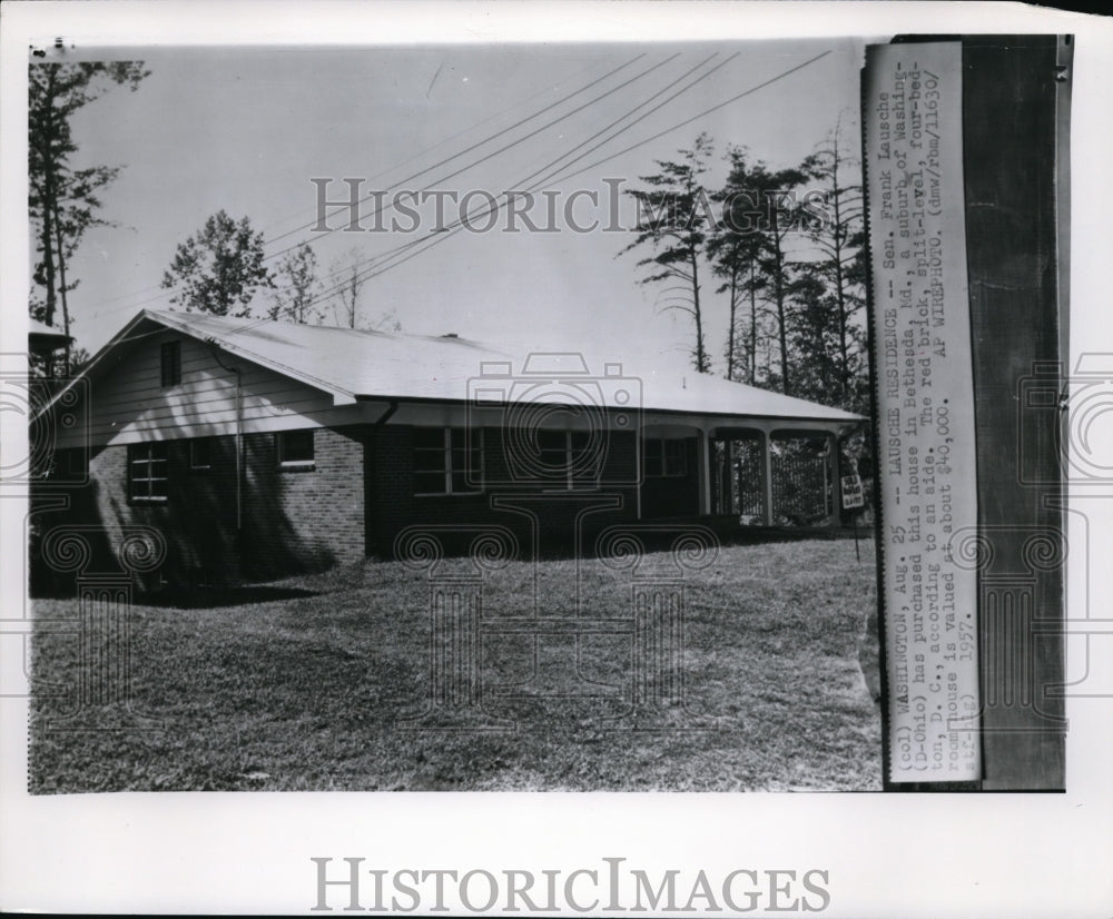 1957 Press Photo Senator Frank Lausche purchased house - Historic Images