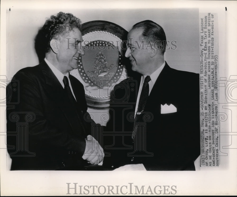 1953 Frank Lausche and Agriculture Sec. Ezra Taft Benson - Historic Images