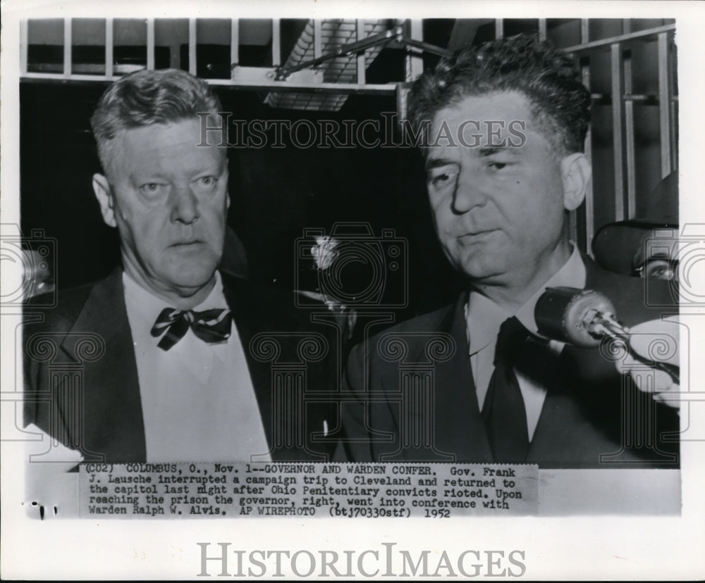 1952 Gov. Frank Lausche with Warden Ralph W. Alvis - Historic Images