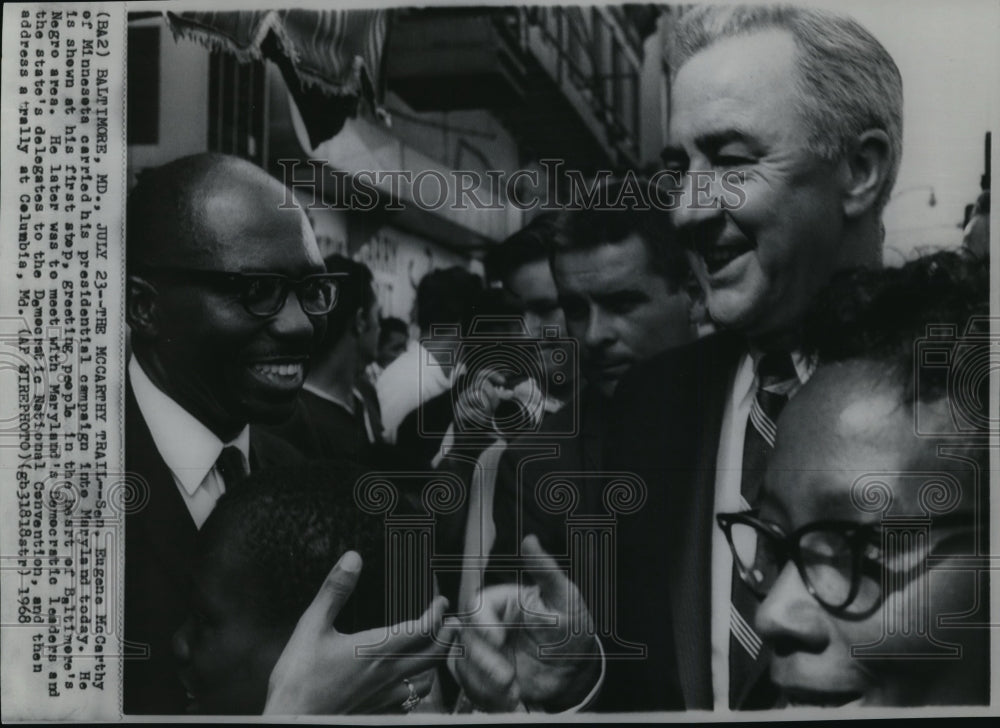 1968 Press Photo Sen. Eugene McCarthy of Minnesota- presidential campaign - Historic Images