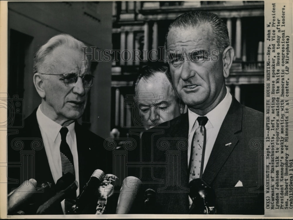 1961 Wire Photo Rep. John McCormick, acting House Speaker &amp; Vice Pres. Johnson - Historic Images