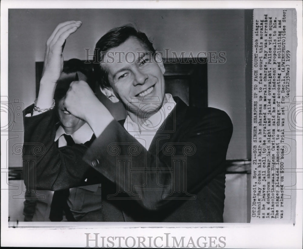 1959 Sob singer Johnnie ray as he left the jail cell - Historic Images