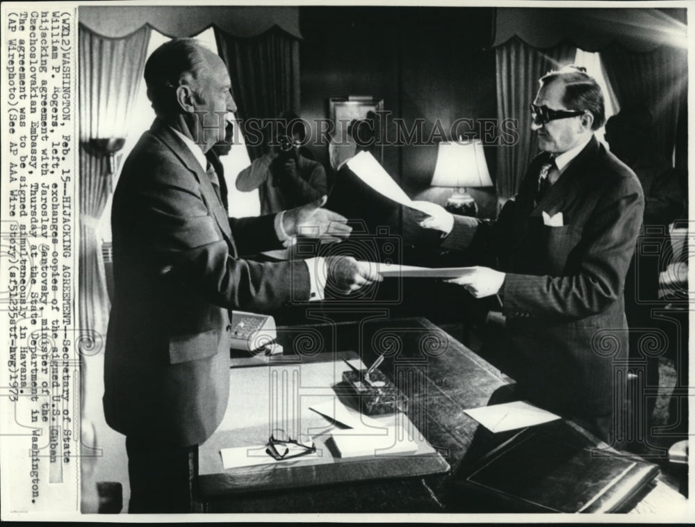 1973 Press Photo Secretary of State William Rogers with Jaroslav Zantovsky - Historic Images