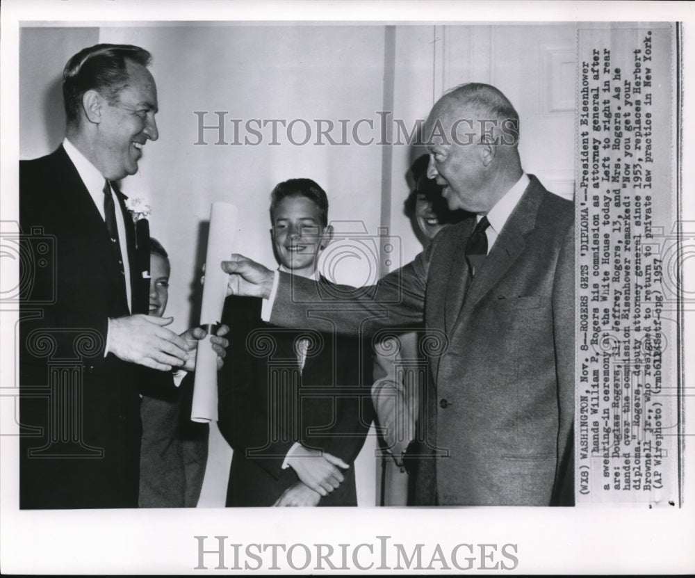 1957 Press Photo President Eisenhower  and William Rogers - Historic Images