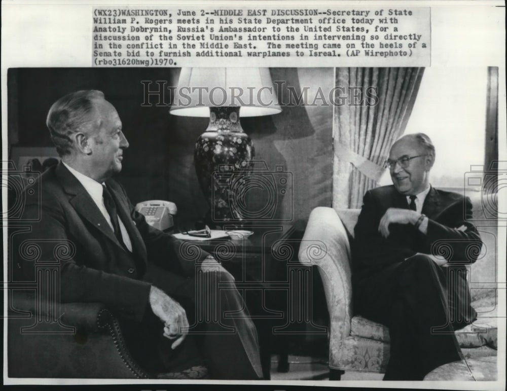 1970 Press Photo Secretary of the State William Rogers with Anatoly Dobrynin - Historic Images