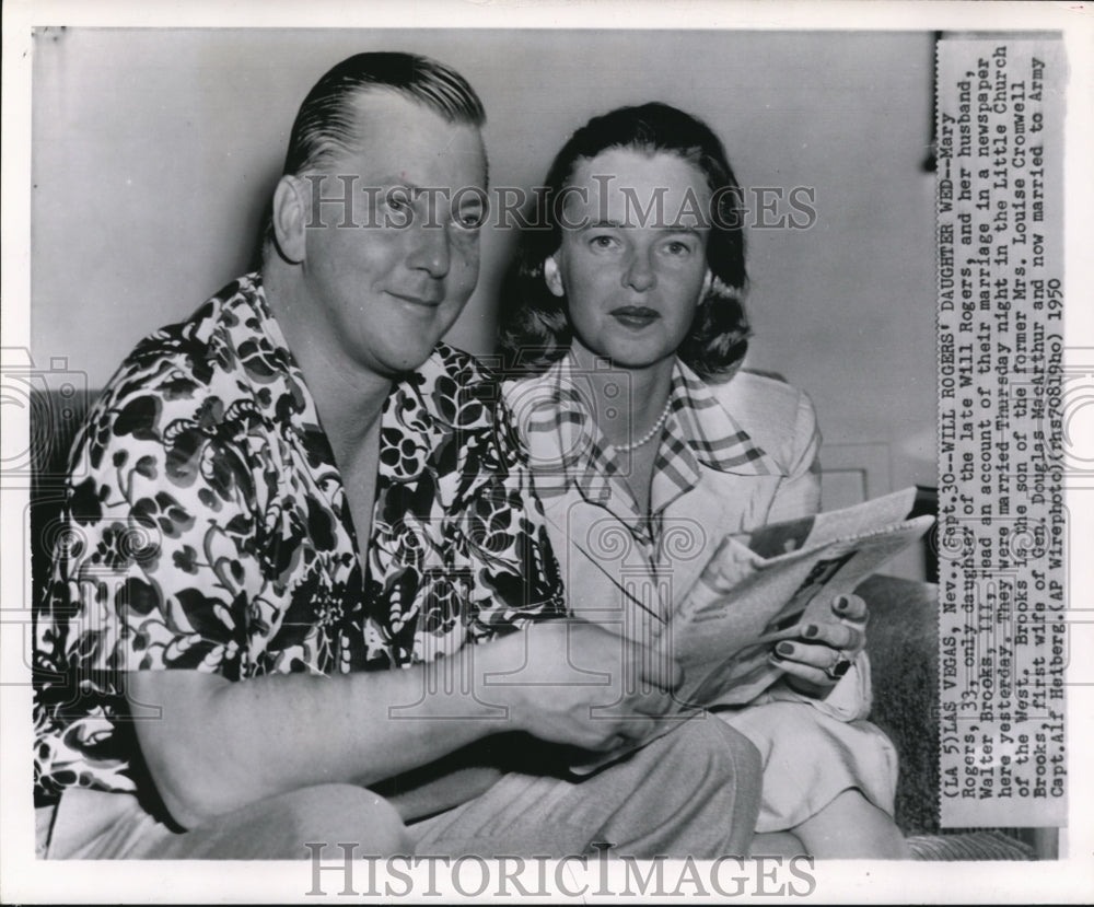 1950 Press Photo Mary Rogers, only daughter of the late Will Rogers and her - Historic Images