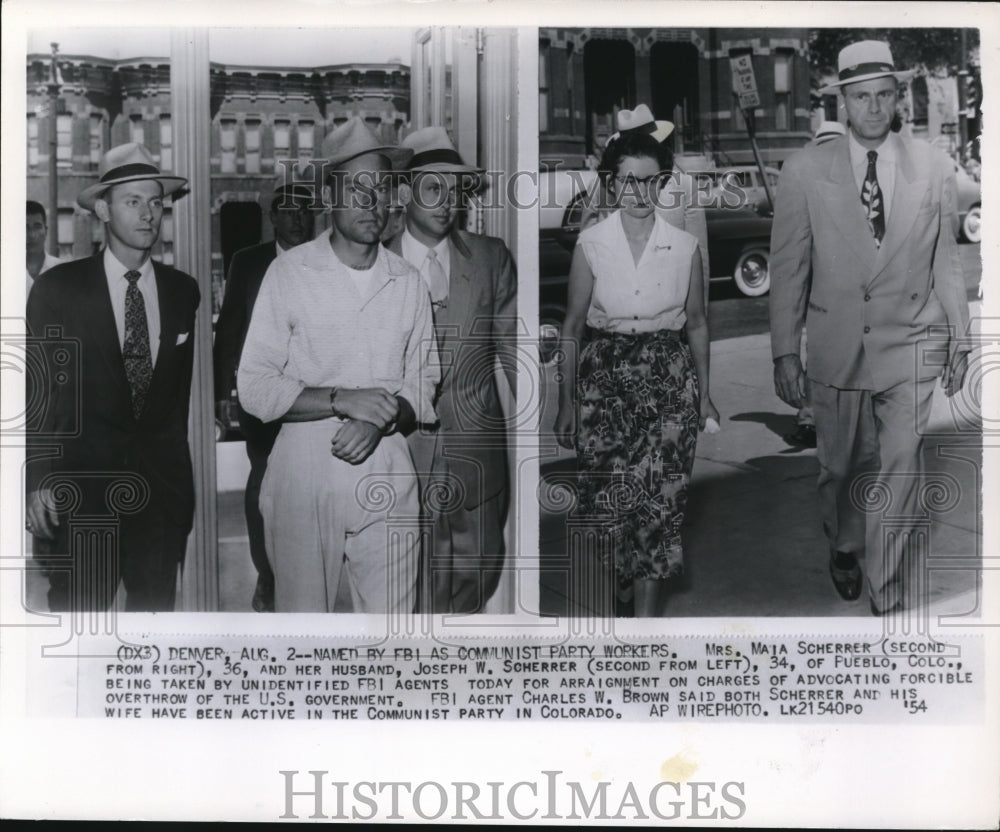 1954 Press Photo Mrs.Maja Scherrer and Joseph W. Scherrer Taken by FBI Agent - Historic Images