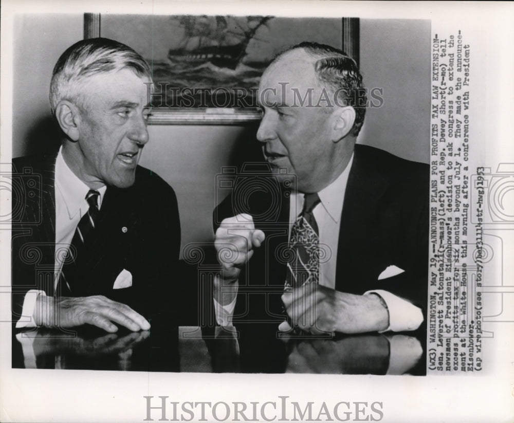 1953 Press Photo Sen.Leverett Saltonstall and Rey. Dewet Short. - Historic Images