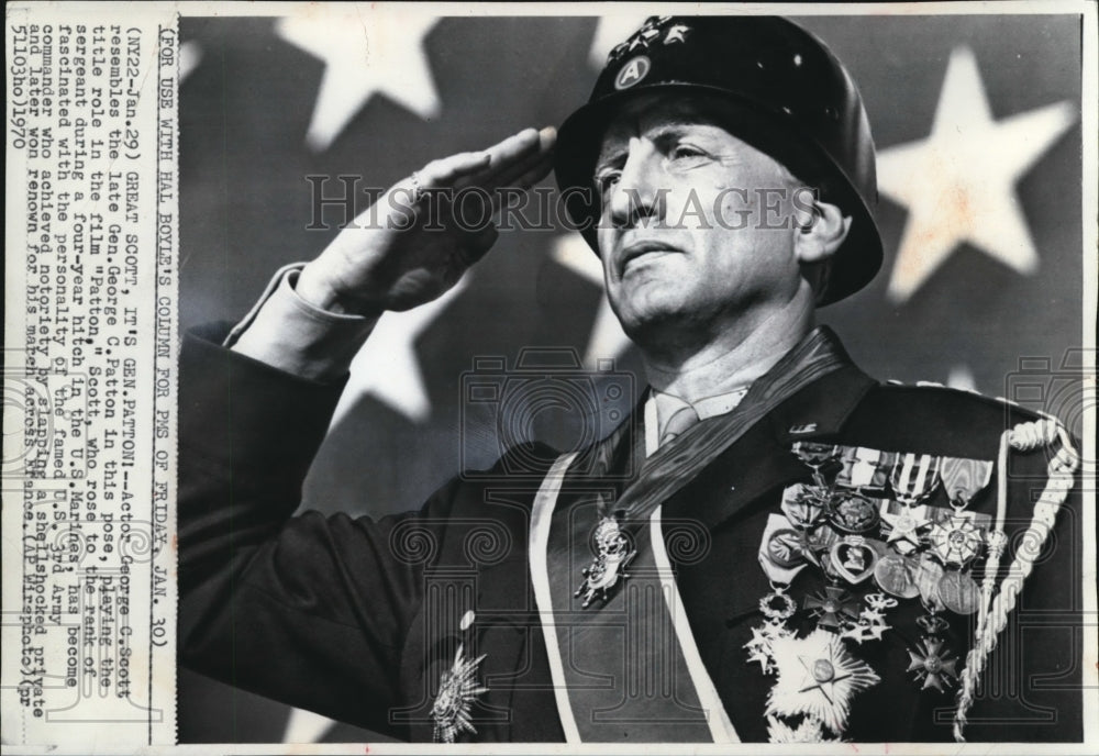 1970 Press Photo George Scott playing the title role in film &quot;Patton&quot; - Historic Images