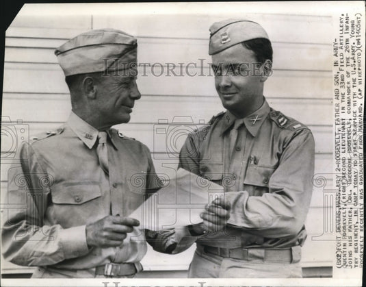 1941 Press Photo Quentin Roosevelt of Field Artillery & father Col. T. Roosevelt - Historic Images