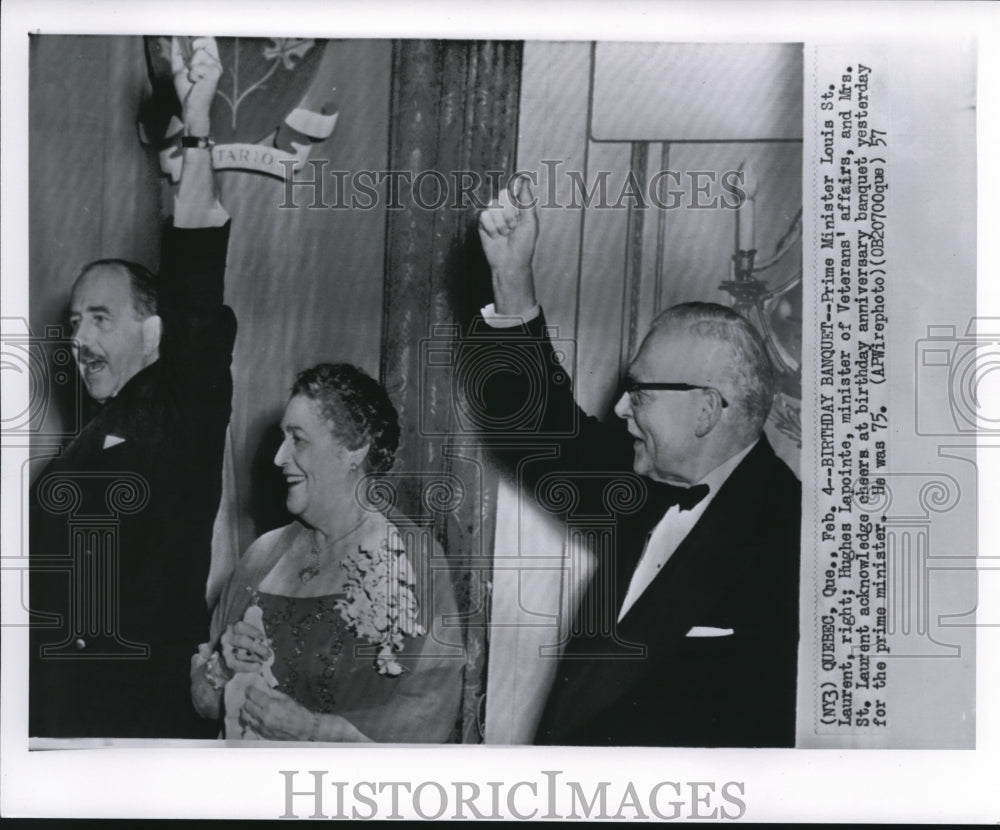 1957 Press Photo 75th Birthday anniversary banquet of Louis St. Laurent - Historic Images