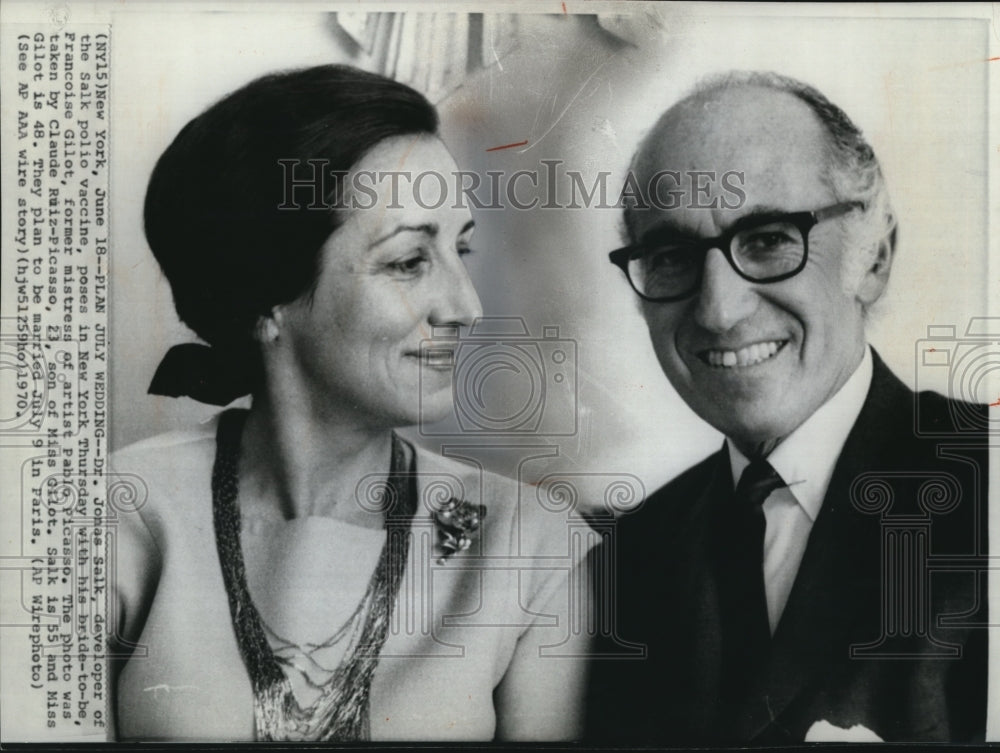 1970 Press Photo Dr. Salk & Gilot plan July wedding - Historic Images
