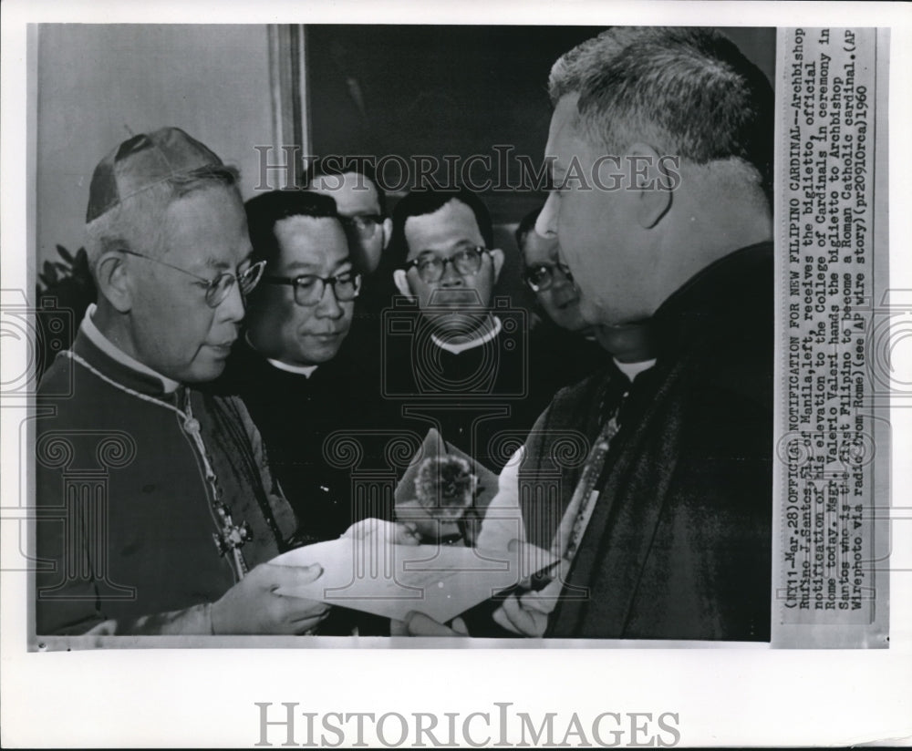 1960 Press Photo Archbishop Santos as 1st Filipino Roman Catholic cardinal - Historic Images