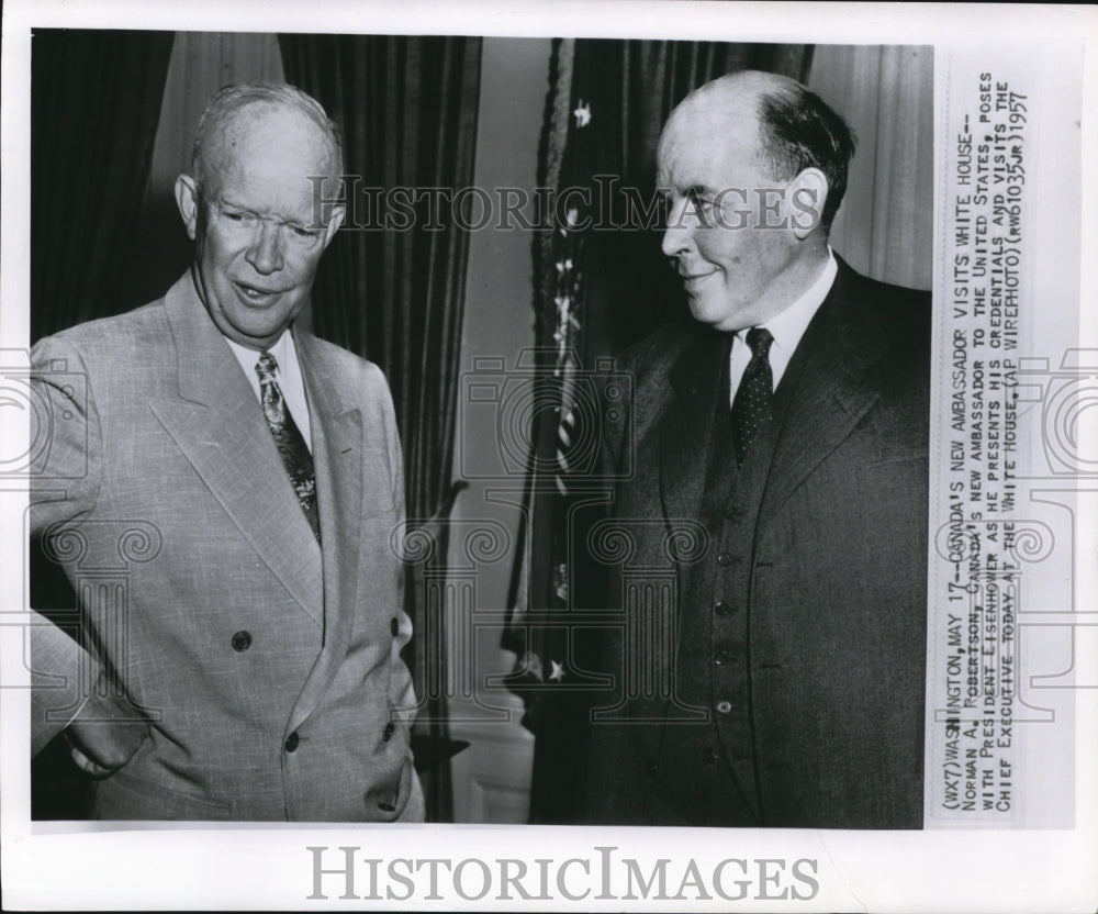 1957 Press Photo Robertson visits White House to present his credentials to pres - Historic Images