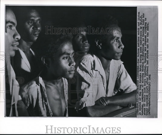 1961 Press Photo The New Guinea natives watch and listen to a hotel's window - Historic Images