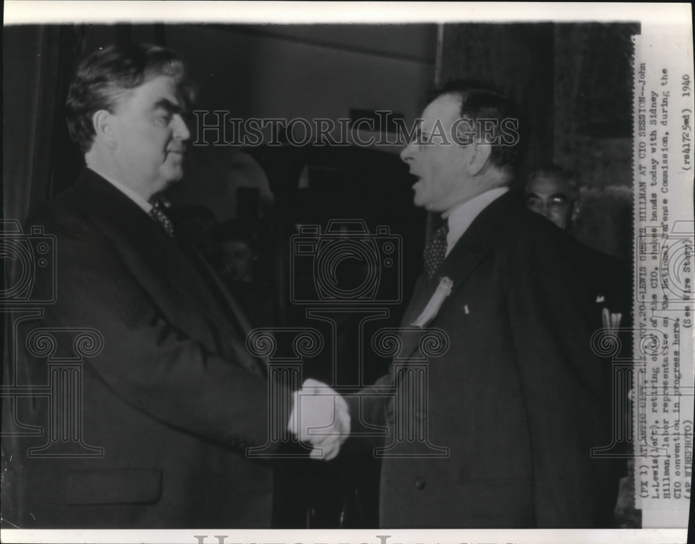 1940 Press Photo John Lewis and Sidney Hillman during the CIO Convention - Historic Images
