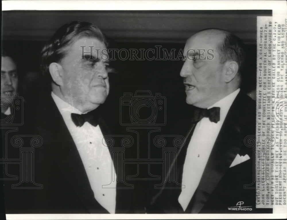1937 Press Photo John Lewis and Edward McGrady at the Press Club Banquet - Historic Images
