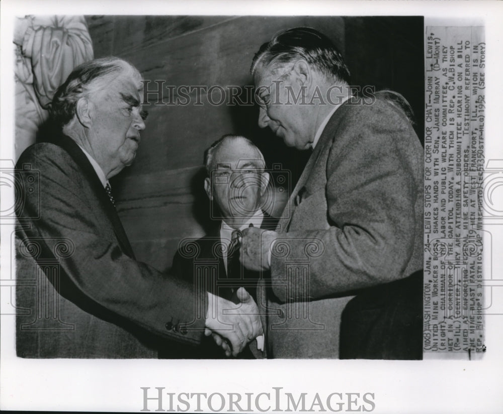 1952 Press Photo John Lewis, Senator James Murray and Representative Bishop - Historic Images