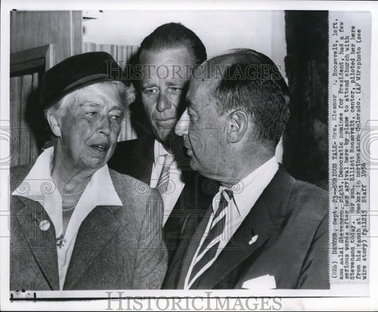 1956 Press Photo Mrs. Eleanor Roosevelt and Adlai Stevenson, democratic nominee - Historic Images