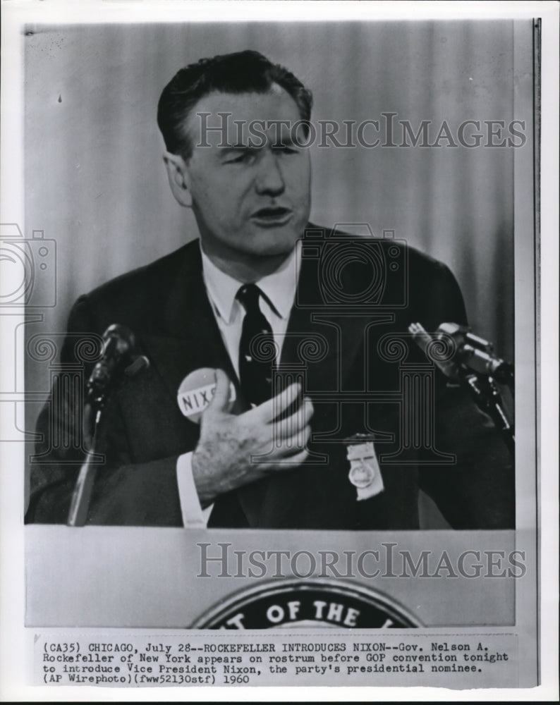 1960 Press Photo Gov. Nelson Rockefeller at the GOP convention ...