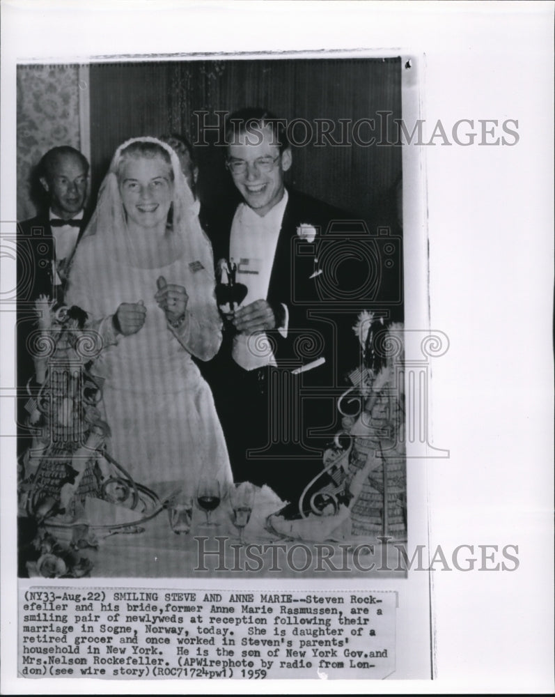 1959  Steven Rockefeller with bride former Anne Marie Rasmussen - Historic Images