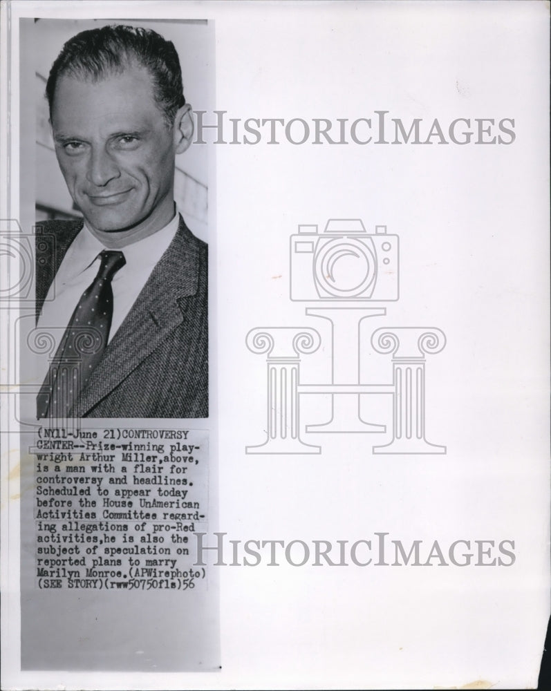 1956 Press Photo Prize winning playwright, Arthur Miller - Historic Images