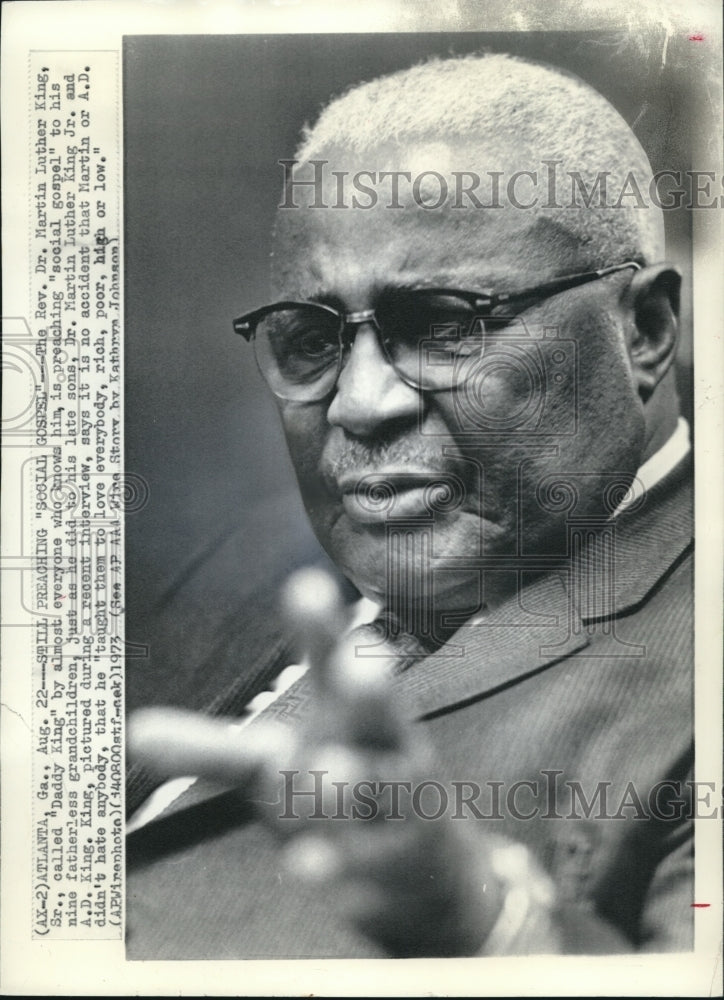 1973 Press Photo The Reverend Dr. Martin Luther King  Sr. - Historic Images