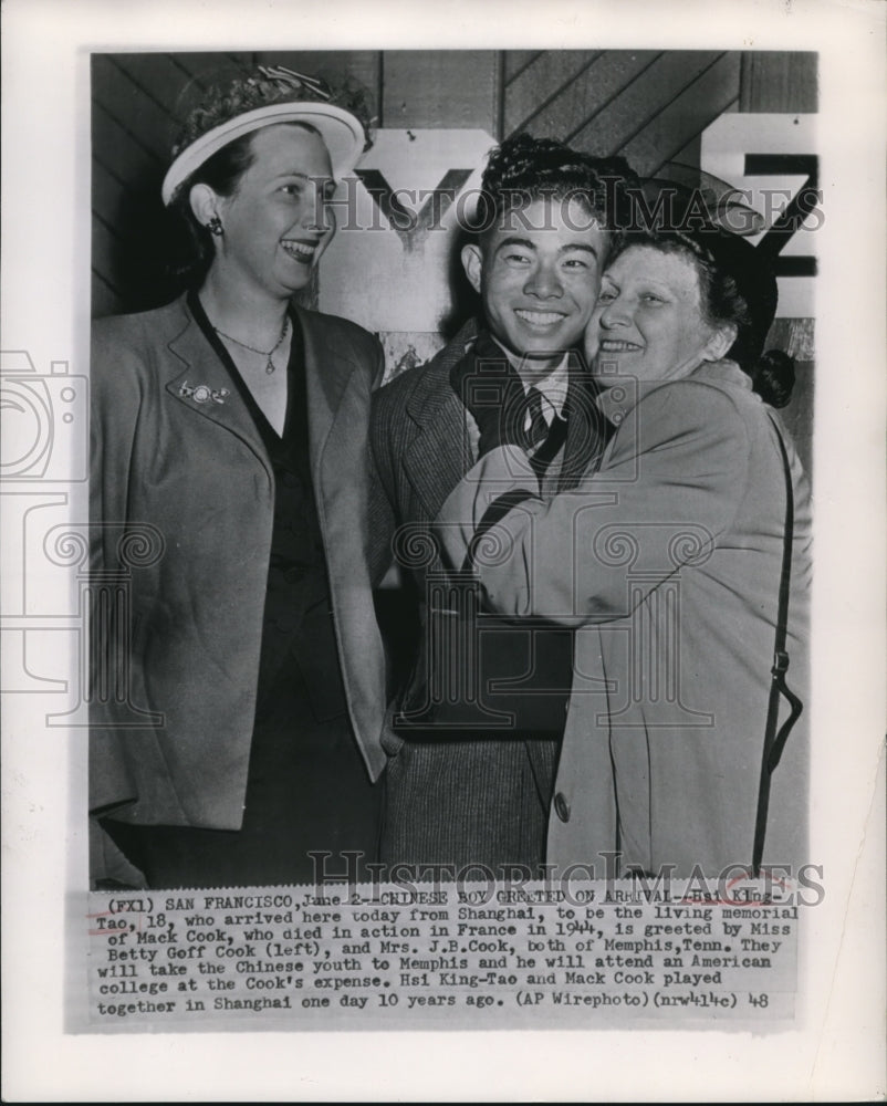 1948 Press Photo Hsi King Tao,Miss Betty Goff Cook and Mrs. J.B.Cook - Historic Images