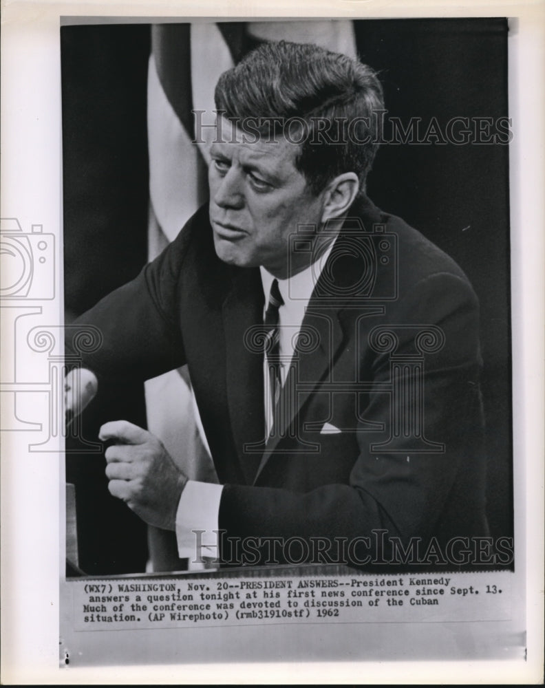 1962 Press Photo  President Kennedy at his first news conference since September - Historic Images