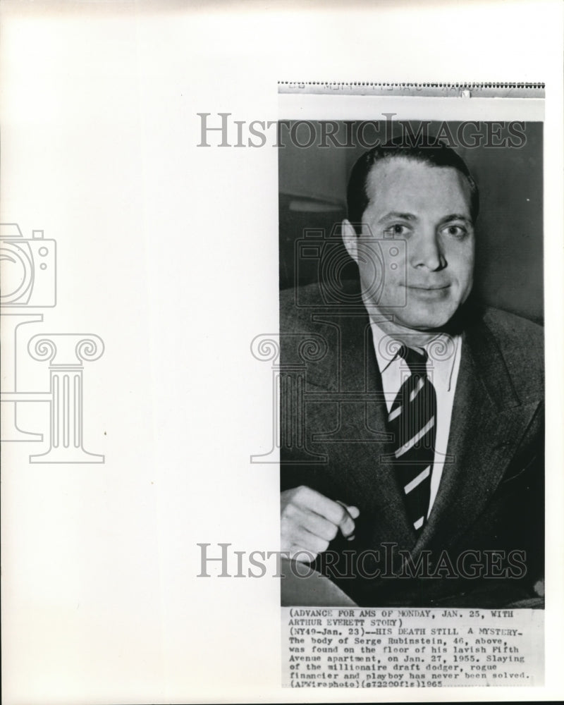 1965 Press Photo Serge Rubinstein, millionaire with a mysterious death - Historic Images