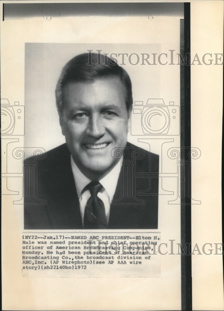 1972 Wire Photo Elton H. Rule, named president and chief operating of ABC-Historic Images