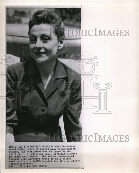 1952 Wire Photo Madame Raoul Salan has been permitted to leave prison - Historic Images