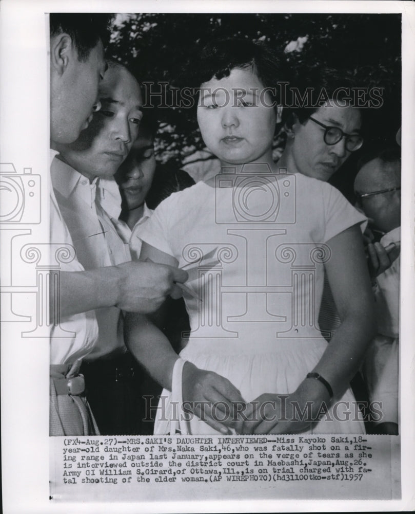 1957 Wire Photo Kayoko Saki, Japanese daughter of Mrs. Naka Saki - cvw06415 - Historic Images