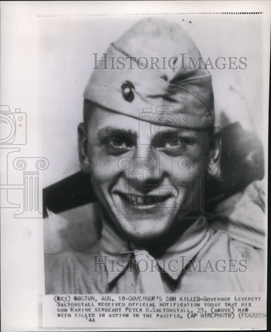 1944 Wire Photo Gov. Saltonstall's son, Marine SergeNT Peter killed in action-Historic Images