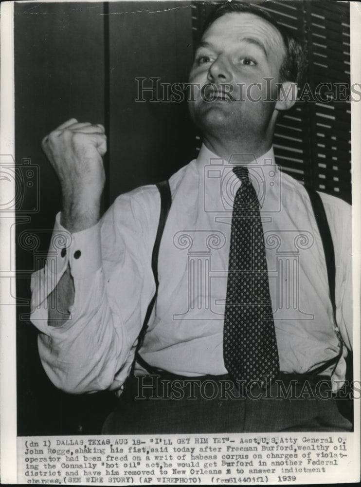 1939 Press Photo Assistant U.S. Attorney Gen. John Rogge - Historic Images