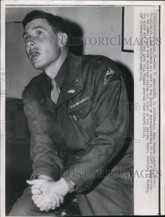 1945 Press Photo Lt. Will Rogers will resign his post to accept army mission - Historic Images