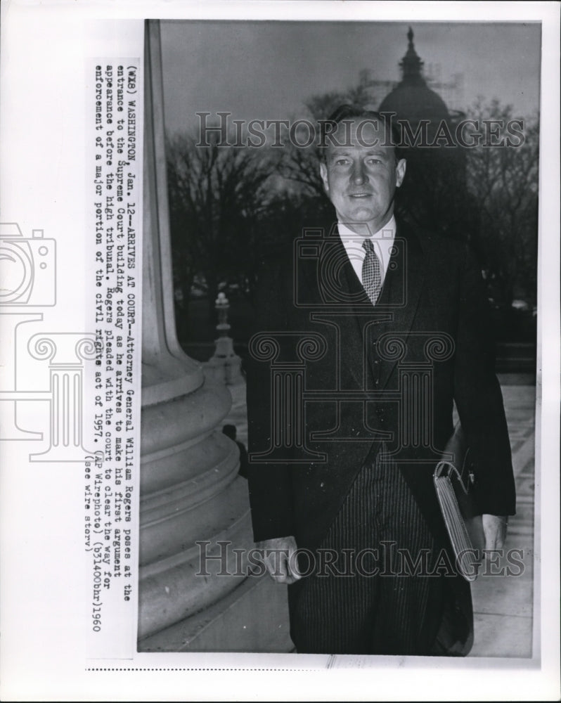 1960 Press Photo Attorney General William Rogers at the Supreme Court - Historic Images