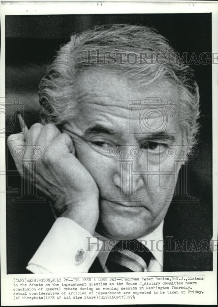 1974 Press Photo Chairman Peter Rodino of the House  Judiciary Committee - Historic Images