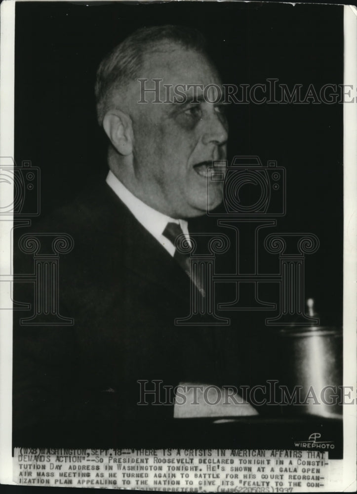 1937 Press Photo  President Franklin Roosevelt in Washington - Historic Images