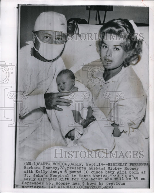 1959 Barbara  and Mickey Rooney with their new born baby - Historic Images