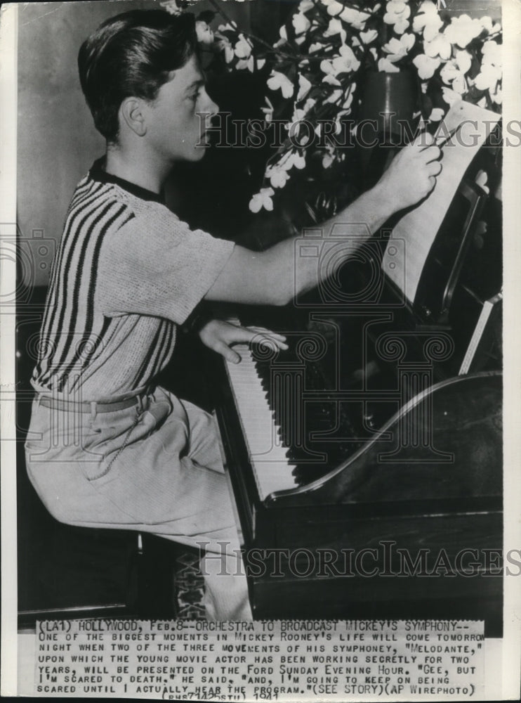 1941 Press Photo Mickey Rooney biggest moment in life is playing with symphony - Historic Images