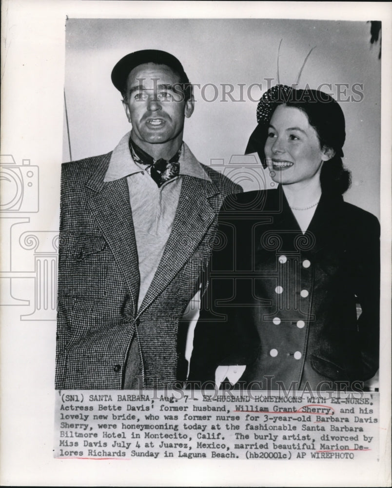 1950 Press Photo William Grant Sherry and his new bride Marion Delores Richards - Historic Images