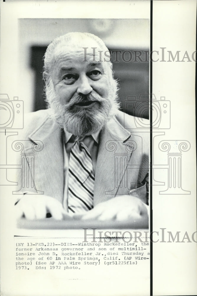 1973 Press Photo Winthrop Rockefeller, former Arkansas governor - Historic Images