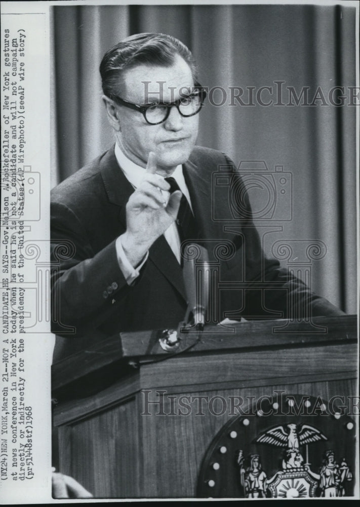 1968 Press Photo Governor Nelson Rockefeller of New York - Historic Images