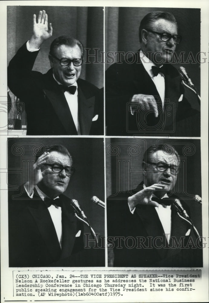 1975 Press Photo Vice President Nelson Rockefeller at the Nat&#39;l Bus  Conference - Historic Images